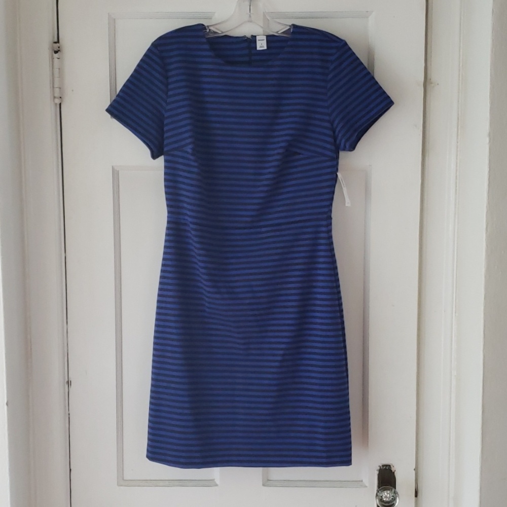 Navy and royal blue striped dress
